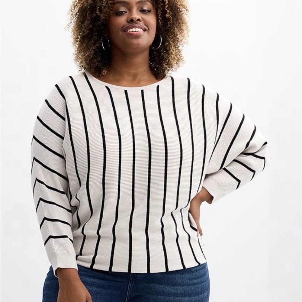 Chelsea & Theodore Black and Cream Striped Sweater